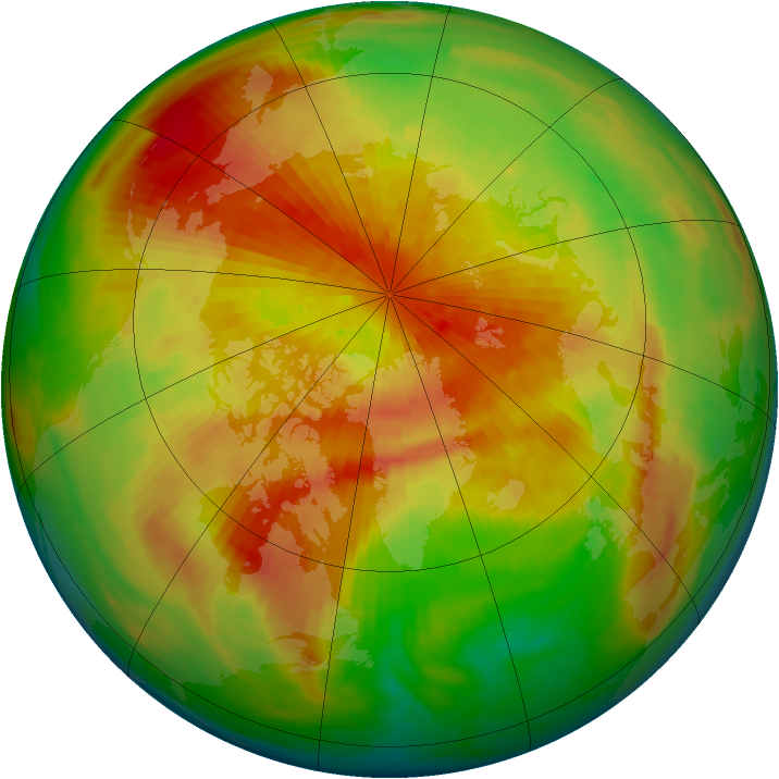 Arctic ozone map for 25 March 1992